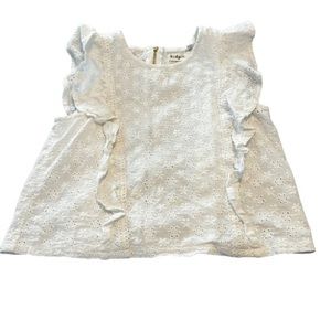 Kidpik Midriff Eyelet Sleeveless Top with Zippered Back